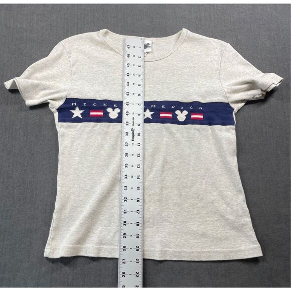 VTG Disney Catalog Mickey America Tee Womens M Gray USA Flag Y2K Americana 90s‎ - Picture 9 of 11